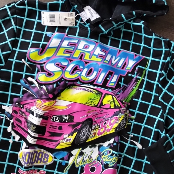 Medium Adidas x Jeremy Scott Rally Hoody HG6511 Race Sweatshirt Pullover Unisex - Picture 4 of 9